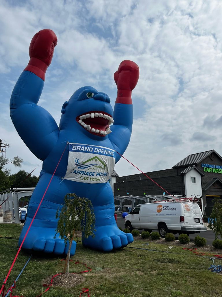Giant inflatables are a great form of car wash marketing and oversized marketing