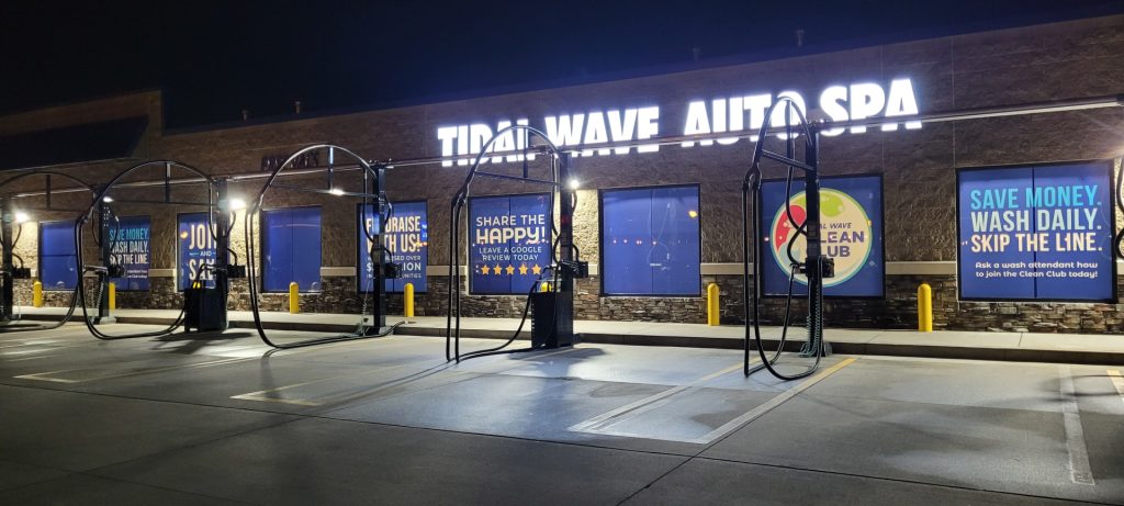 sleek and clean window graphics to encourage customers and drivers to sign up for the loyalty program. 